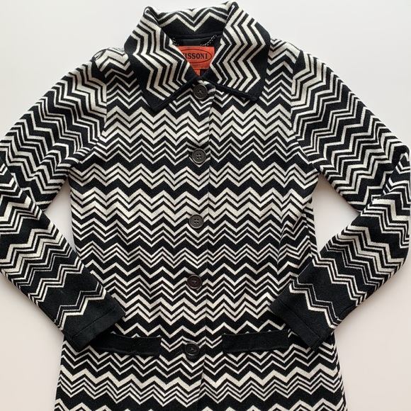 Missoni for Target black & white Chevron Print Knit Dress Coat XS - Picture 6 of 10